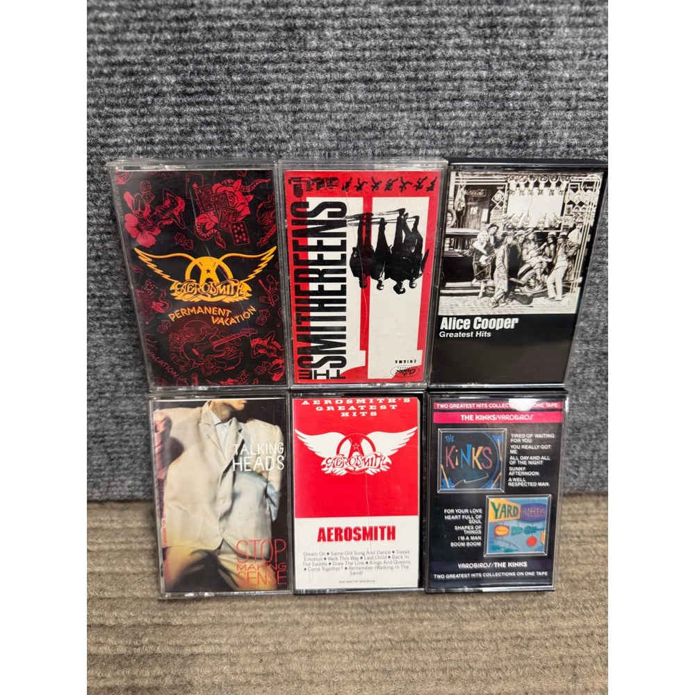 Vintage Rock Cassette Tape Lot Aerosmith Talking Heads Alice Cooper Smithereens